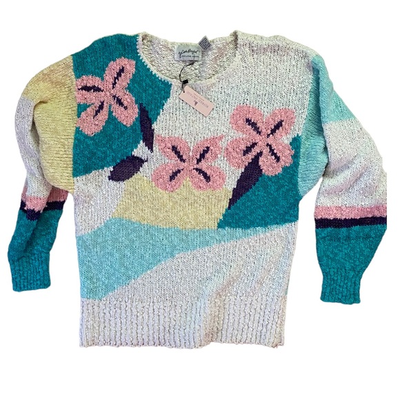 80s knit vintage light sweater - Picture 1 of 10